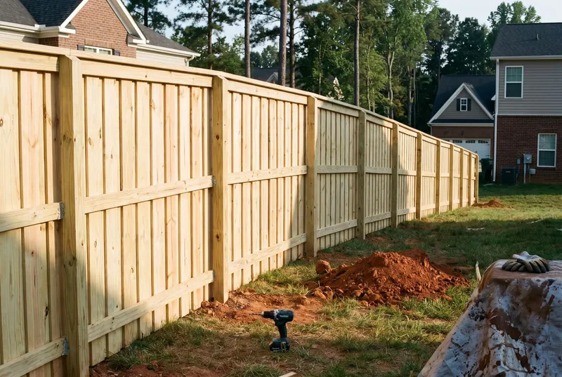 Shadowbox fence with cap rail (sample photo)